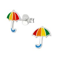 Szivárvány esernyő színes ovis jelek ezüst fülbevaló - A4S33576